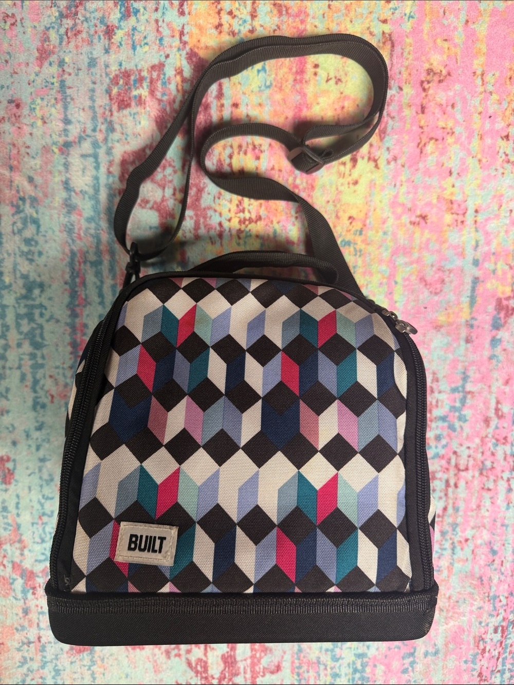 BUILT Geometric Travel Lunch Bag - Multicolor Pattern